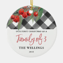 Black & White Buffalo Plaid Family of Three