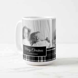 Black White Buffalo Plaid Merry Christmas Holiday Coffee Mug
