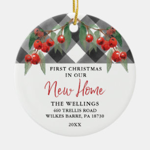 Black & White Buffalo Plaid New Home Housewarming Ceramic Ornament