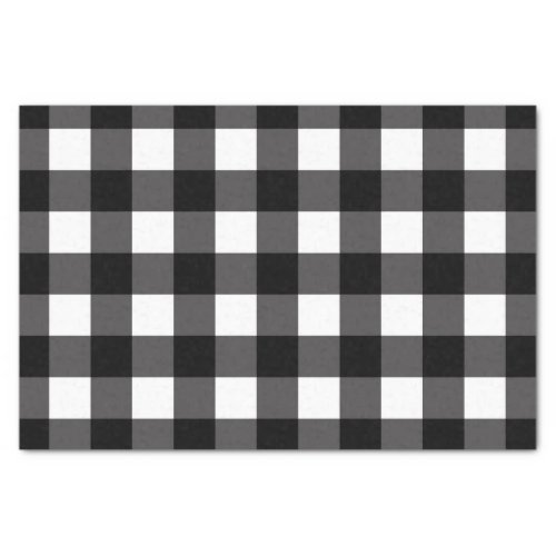 Black  White Buffalo Plaid Pattern Print Tissue Paper