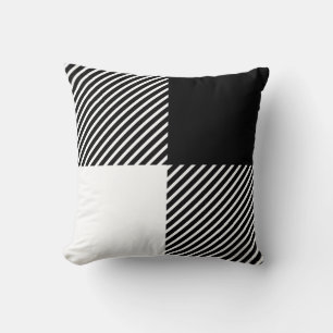 Black White Buffalo Plaid Pattern Throw Pillow