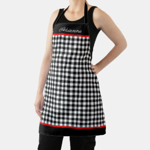 Black & White Buffalo Plaid Personalized Apron