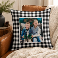 Black White Buffalo Plaid Photo Christmas