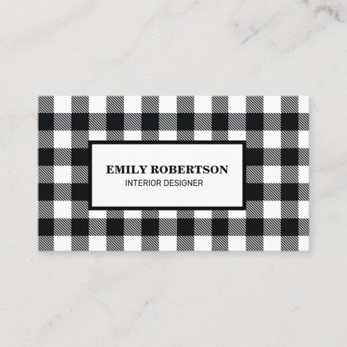 Black White Buffalo Plaid Rustic Business Card