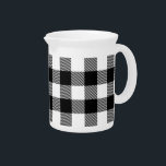 Black White Buffalo Plaid with Twill Beverage Pitcher<br><div class="desc">Buffalo check plaid with twill in black and white.</div>