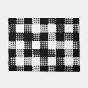 Black White Buffalo Plaid with Twill Doormat