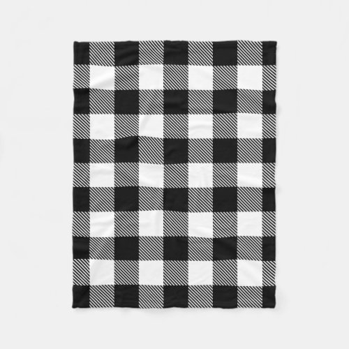 Black White Buffalo Plaid with Twill Fleece Blanket