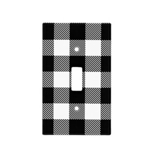 Black White Buffalo Plaid with Twill Light Switch Cover
