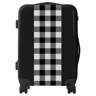 Black White Buffalo Plaid with Twill Luggage