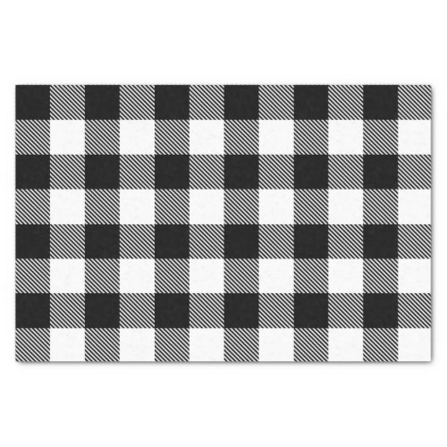 Black White Buffalo Plaid with Twill Tissue Paper