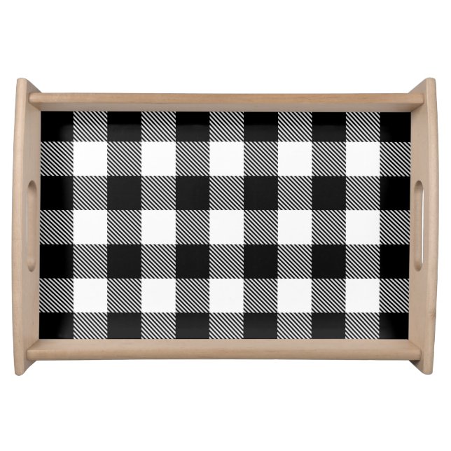 Black White Buffalo Plaid with Twillq Serving Tray (Front)