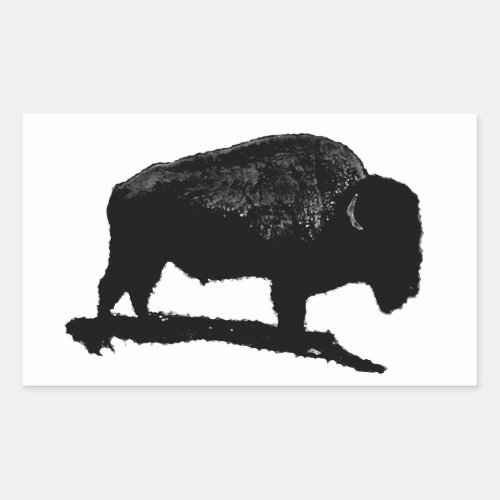 Black  White Buffalo Rectangular Sticker