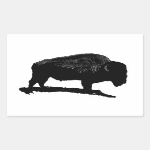 Black & White Buffalo Rectangular Sticker