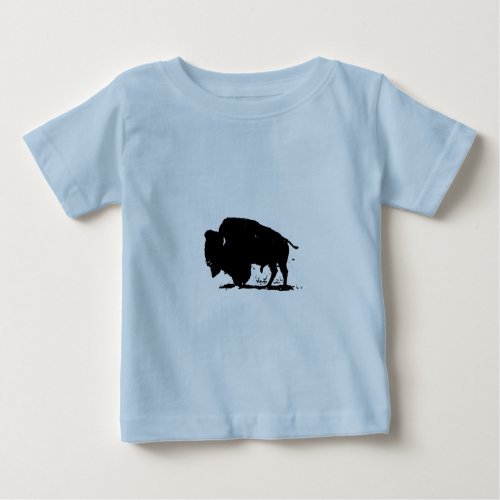 Black  White Buffalo Silhouette Baby T_Shirt