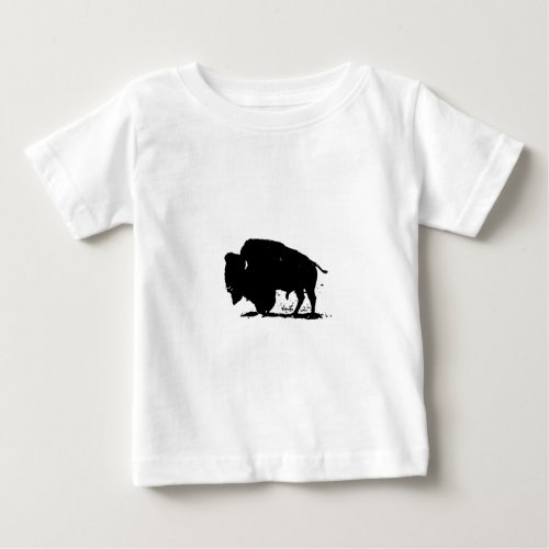Black  White Buffalo Silhouette Baby T_Shirt