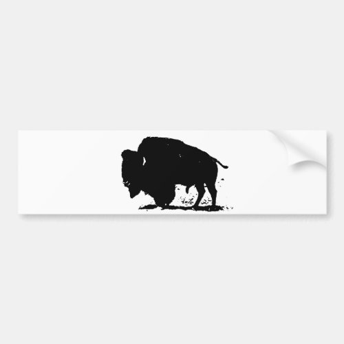 Black  White Buffalo Silhouette Bumper Sticker