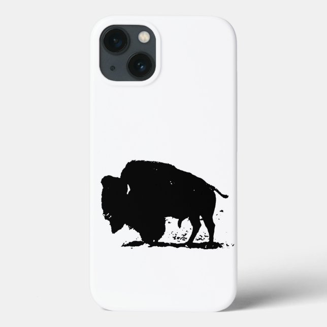 Black & White Buffalo Silhouette Case-Mate iPhone Case (Back)