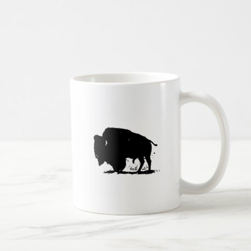 Black  White Buffalo Silhouette Coffee Mug