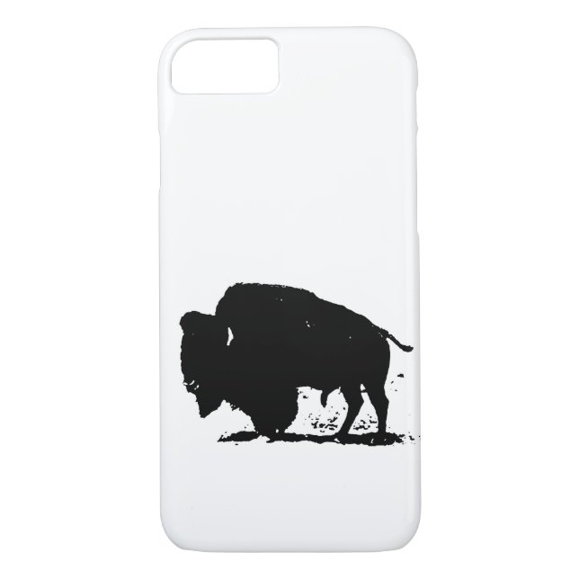 Black & White Buffalo Silhouette iPhone 7 Case (Back)