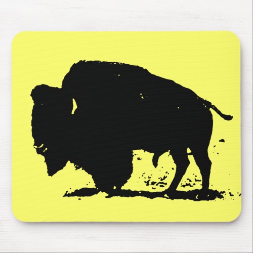 Black  White Buffalo Silhouette Mouse Pad