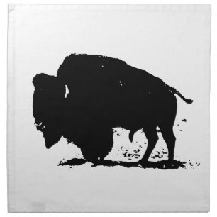 Black & White Buffalo Silhouette Napkin