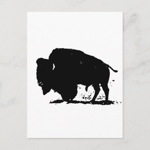 Black  White Buffalo Silhouette Postcard