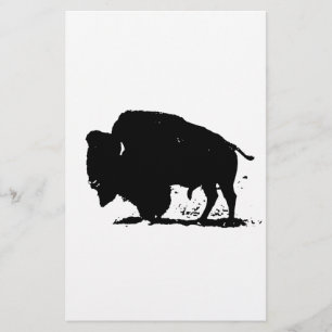 Black & White Buffalo Silhouette Stationery
