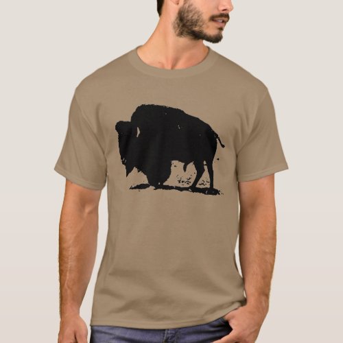 Black  White Buffalo Silhouette T_Shirt
