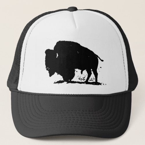 Black  White Buffalo Silhouette Trucker Hat