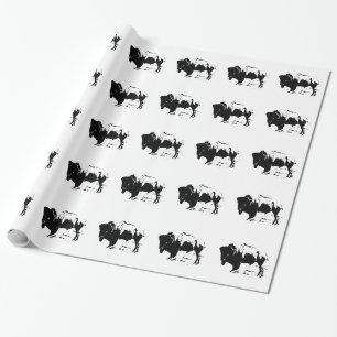Black & White Buffalo Silhouette Wrapping Paper