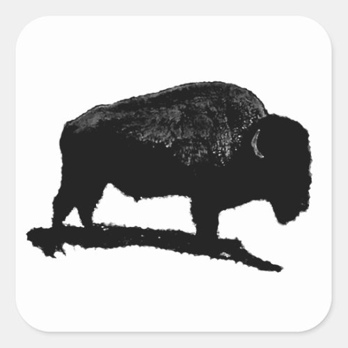 Black  White Buffalo Square Sticker