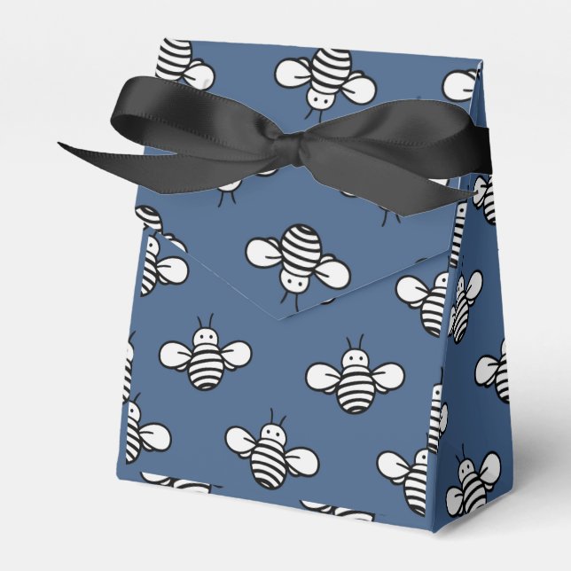 Black & White Bumble Bee Favor Boxes (Front Side)