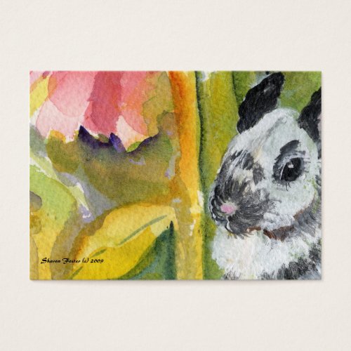Black &amp; White Bunny ACEO ATC Art Card Business Cards