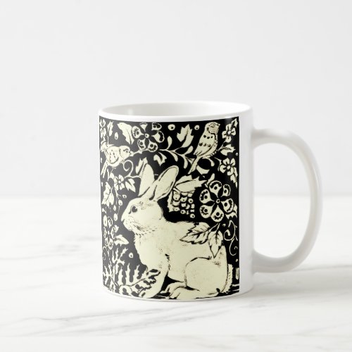 Black  White Bunny Rabbit Bird Easter Elegant Art Coffee Mug