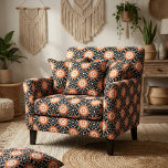 Black White Burnt Orange Moroccan Mosaic Geometric Fabric