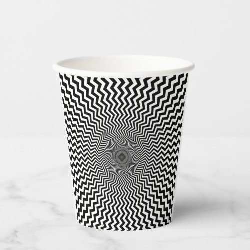 Black White Burst Optical Design Paper Cup