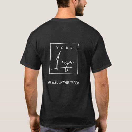 Black White Business Add Your Logo Name Website T_Shirt