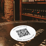 Black white business bar restaurant menu qr code round paper coaster<br><div class="desc">A stylish,  classic white background. Personalize and add your business name,  your own qr code and a text.  Black text.</div>