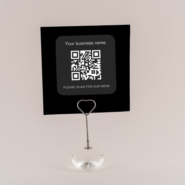 Black white business bar restaurant menu qr code square sticker (Creator Uploaded)