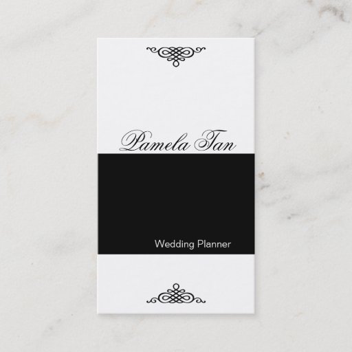Customizable Black White Business Card BW 10 Wedding Planner