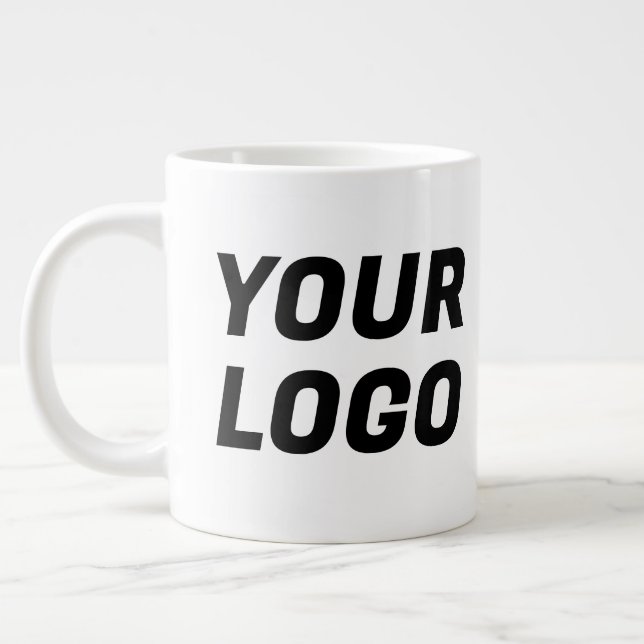 Black & White Business Company Logo CUSTOM Jumbo Giant Coffee Mug (Left)