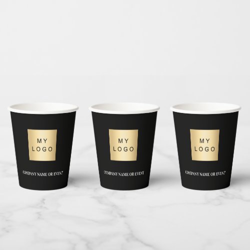 Black white business corporate logo qr code paper cups