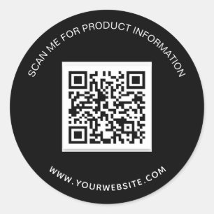 Black white business information qr code classic round sticker