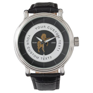Black & White Business logo Company branded Custom Watch
