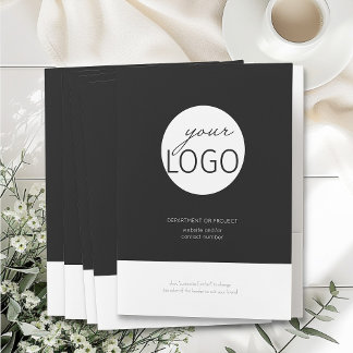 Black & White Business Logo Custom Border and Text Pocket Folder