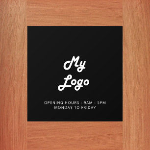 Black white business logo door sign wall decal