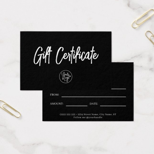 Black & White Business Logo Gift Certificate (Office)