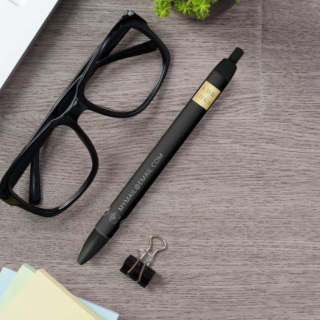 Black white business logo name phone mail website pen (Creator Uploaded)