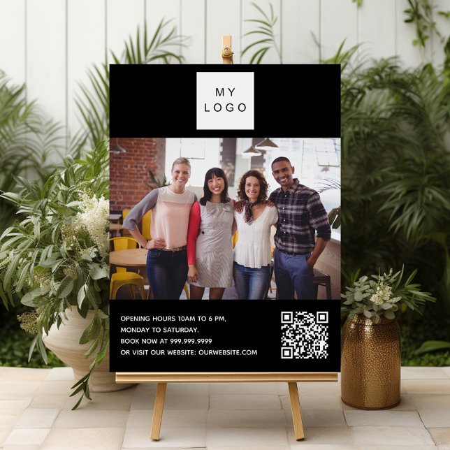 Black white business logo photo welcome QR-code Foam Board (Creator Uploaded)