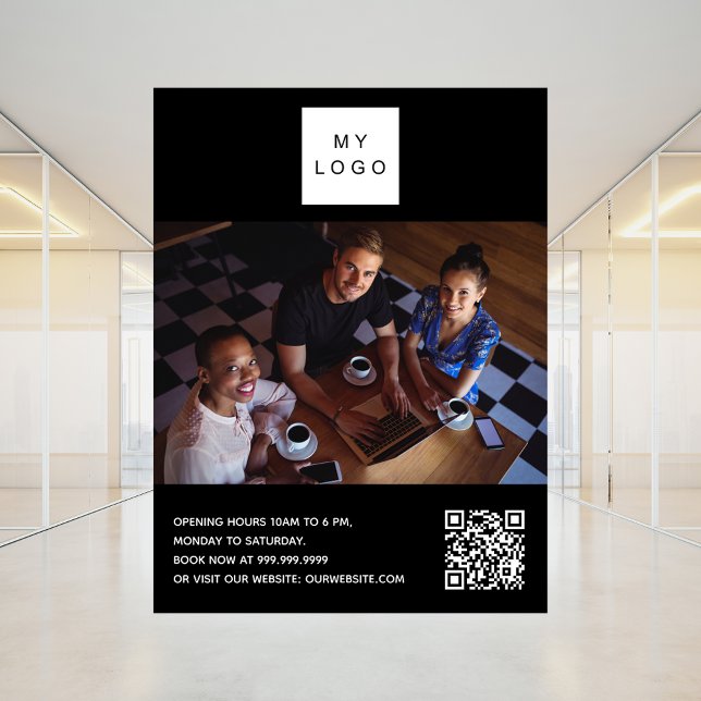 Black white business logo photo welcome QR-code Poster (Creator Uploaded)